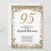 Elegant 95th Birthday Invitation For Her in Gold Kaart (Voorkant)