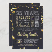 Elegant 95th Birthday Invitation Gold Glitter Kaart (Voorkant / Achterkant)
