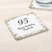 Elegant 95th Birthday Party Gold Sequins Kartonnen Onderzetters (Schuin)