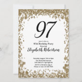 Elegant 97th Birthday Invitation For Her in Gold Kaart (Voorkant)