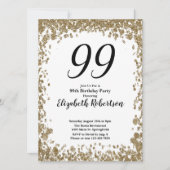 Elegant 99th Birthday Invitation For Her in Gold Kaart (Voorkant)