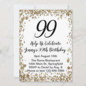 Elegant 99th Birthday Invitation For Her in Gold Kaart (Voorkant)
