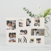 Elegant 9 Photo Collage Modern JOY Lijst Feestdagenkaart (Staand voorkant)