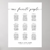 Elegant 9 Tafels Favoriete mensen Zitplaatskaart Poster (Voorkant)