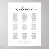 Elegant 9 Tafels Welkom Zitplaatskaart Poster (Voorkant)