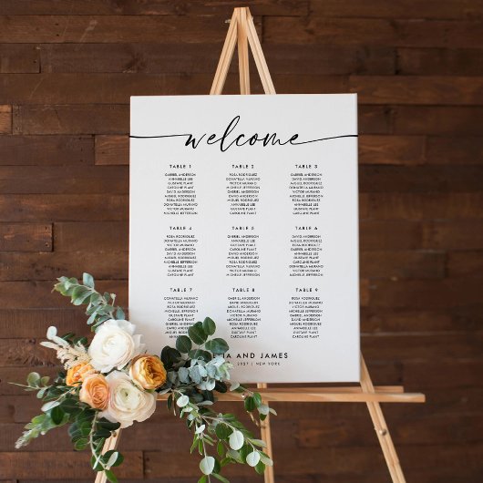Elegant 9 Tafels Welkom Zitplaatskaart Poster