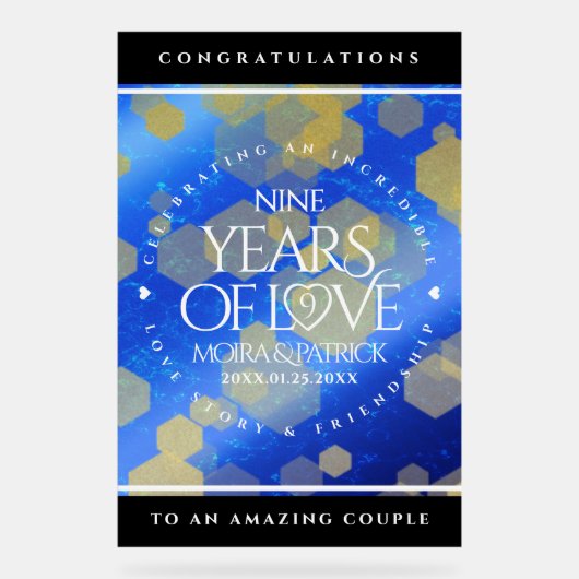 Elegant 9th Lapis Lazuli Wedding Jubileum Acryl Bord (Voorkant)