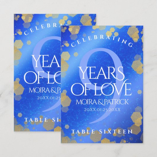 Elegant 9th Lapis Lazuli Wedding Jubileum Bedankkaart (Voorkant / Achterkant)