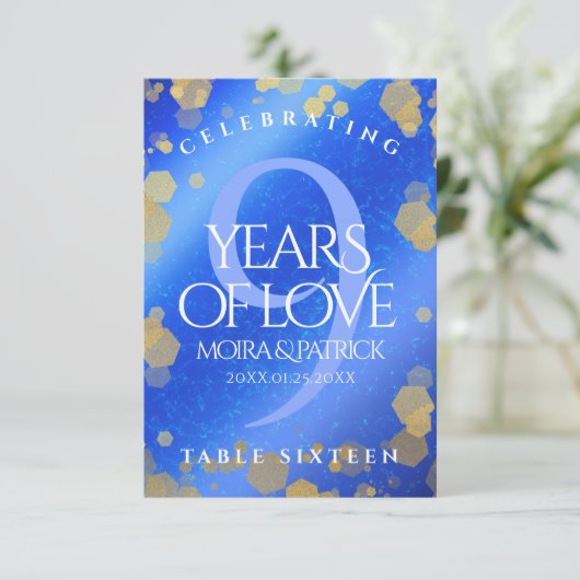 Elegant 9th Lapis Lazuli Wedding Jubileum Bedankkaart (Staand voorkant)