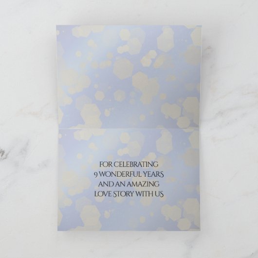 Elegant 9th Lapis Lazuli Wedding Jubileum Bedankkaart (Binnen)