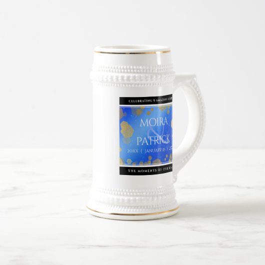 Elegant 9th Lapis Lazuli Wedding Jubileum Bierpul (Voorkant rechts)