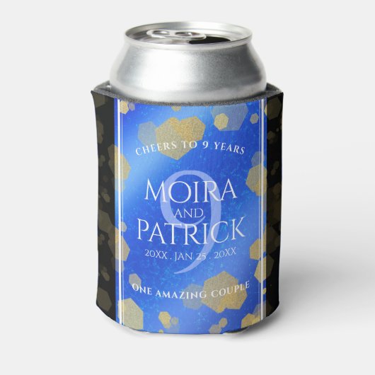 Elegant 9th Lapis Lazuli Wedding Jubileum Blikjeskoeler (Blikje Achterkant)