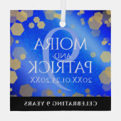 Elegant 9th Lapis Lazuli Wedding Jubileum Glas Ornament (Achterkant)