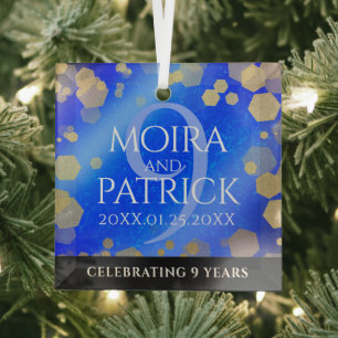 Elegant 9th Lapis Lazuli Wedding Jubileum Glas Ornament