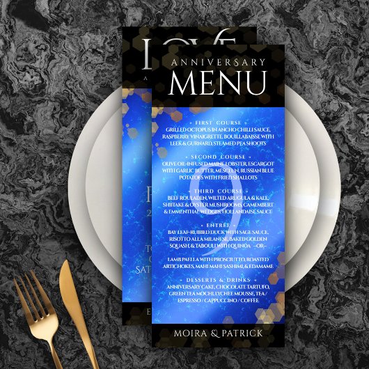 Elegant 9th Lapis Lazuli Wedding Jubileum Menu