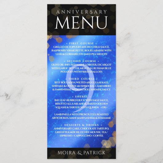 Elegant 9th Lapis Lazuli Wedding Jubileum Menu (Voorkant)