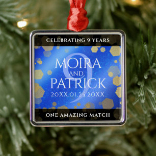 Elegant 9th Lapis Lazuli Wedding Jubileum Metalen Ornament