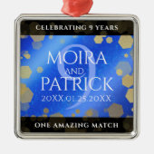 Elegant 9th Lapis Lazuli Wedding Jubileum Metalen Ornament (Voorkant)