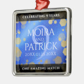 Elegant 9th Lapis Lazuli Wedding Jubileum Metalen Ornament (Links)