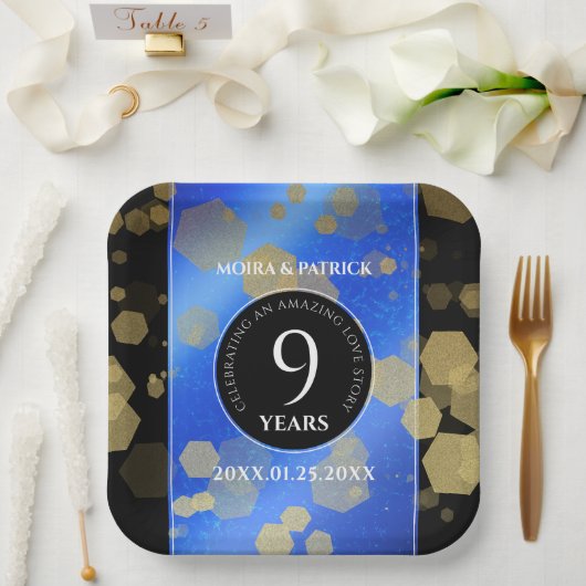 Elegant 9th Lapis Lazuli Wedding Jubileum Papieren Bordje (Huwelijk)
