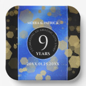 Elegant 9th Lapis Lazuli Wedding Jubileum Papieren Bordje (Voorkant)