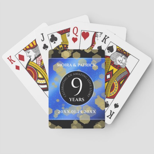 Elegant 9th Lapis Lazuli Wedding Jubileum Pokerkaarten (Achterkant)