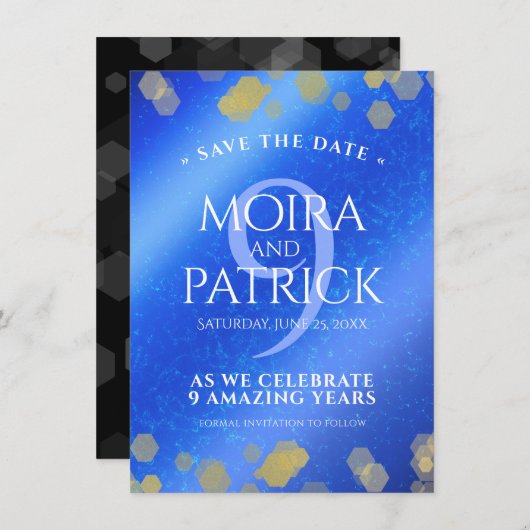 Elegant 9th Lapis Lazuli Wedding Jubileum Save The Date (Voorkant / Achterkant)