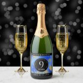 Elegant 9th Lapis Lazuli Wedding Jubileum Sparkling Wijnetiket