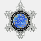 Elegant 9th Lapis Lazuli Wedding Jubileum Tin Sneeuwvlok Ornament (Voorkant)