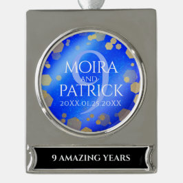 Elegant 9th Lapis Lazuli Wedding Jubileum Verzilverd Banner Ornament