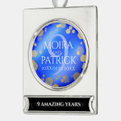 Elegant 9th Lapis Lazuli Wedding Jubileum Verzilverd Banner Ornament (Links)