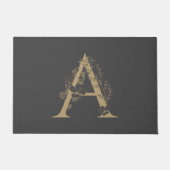 Elegant A Boho Floral Monogram Initiaal Grey Gold Deurmat (Voorkant)