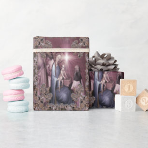 Elegant A King is Born Baby Jesus Kerstmis Cadeaupapier