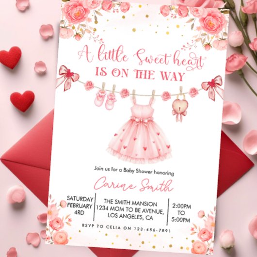 Elegant a Little Sweetheart Baby Shower  Kaart