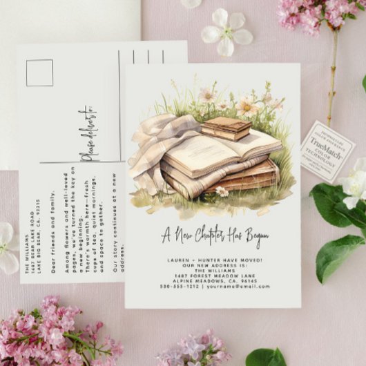 Elegant A New Chapter Has Begun Floral Moving Aankondigingskaart