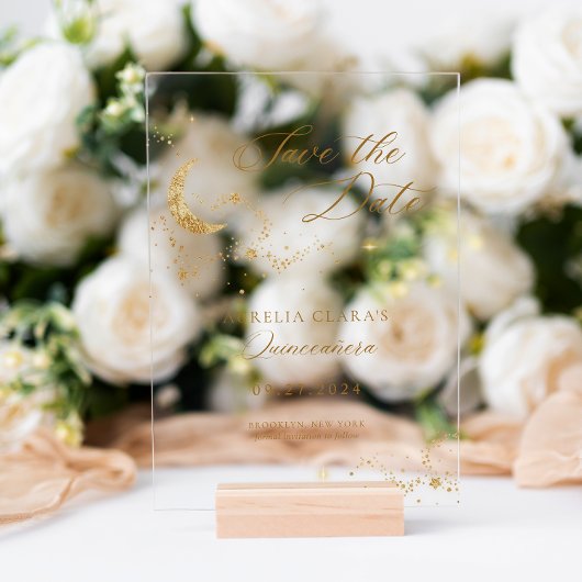 Elegant A Night Under the Stars Quinceañera Acryl Uitnodigingen