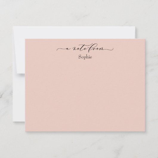 Elegant "A Note from", eenvoudig in Blush Pink Notitiekaartje (Voorkant)