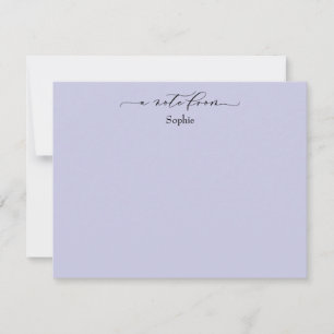 Elegant "A Note from", eenvoudig in lavender Notitiekaartje