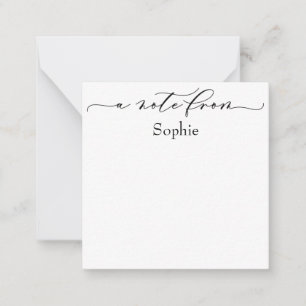 Elegant "A Note from" in Simple Black & White Notitiekaartje