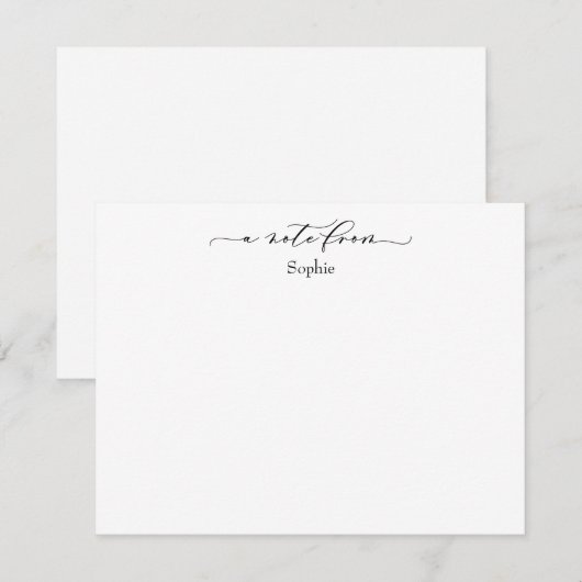 Elegant "A Note from" in Simple Black & White Notitiekaartje (Voorkant / Achterkant)