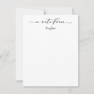 Elegant "A Note from" in Simple Black & White Notitiekaartje