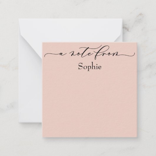 Elegant "A Note from" in Simple Blush Pink Notitiekaartje (Voorkant)
