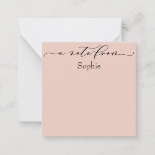 Elegant "A Note from" in Simple Blush Pink Notitiekaartje