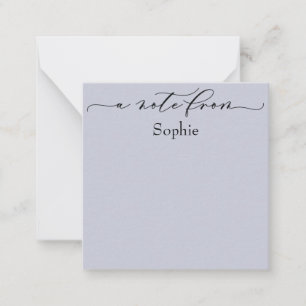 Elegant "A Note from" in Simple Dusty Blue Notitiekaartje