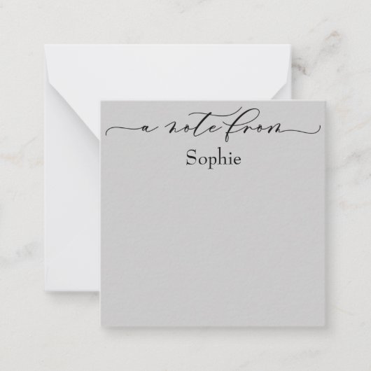 Elegant "A Note from" in Simple Light Grey Notitiekaartje (Voorkant)