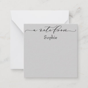 Elegant "A Note from" in Simple Light Grey Notitiekaartje