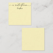 Elegant "A Note from" in Simple Light Yellow Notitiekaartje (Voorkant / Achterkant)