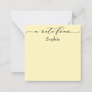 Elegant "A Note from" in Simple Light Yellow Notitiekaartje
