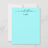 Elegant "A Note from Simple Aqua" Notitiekaartje (Voorkant)