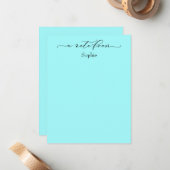 Elegant "A Note from Simple Aqua" Notitiekaartje (Voorkant / Achterkant in situ)